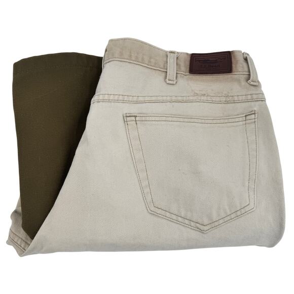 Vintage LL Bean Pants Mens 40 (39x32 ACTUAL) Utility Natural Fit 2 Tone USA - Picture 1 of 12